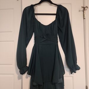Chic Dark Green Long Sleeve Dress